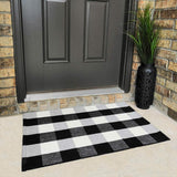 Cotton Buffalo Plaid Rugs Black and White Checkered Rug Welcome Door Mat