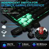 NPET K10 Gaming Keyboard USB Wired Floating Keyboard, Quiet Ergonomic Water-Resistant Mechanical Feeling Keyboard, Ultra-Slim Rainbow LED Backlit