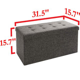 Foldable Tufted Storage Bench Ottoman Footrest Chest Coffee Table Trunk, 2-Pack, Charcoal Gray