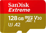 SanDisk 128GB Extreme microSDXC UHS-I Memory Card with Adapter