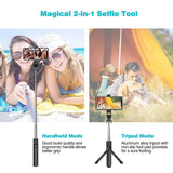 Selfie Stick, Extendable Selfie Stick Tripod with Detachable Wireless Remote and Tripod Stand Selfie Stick