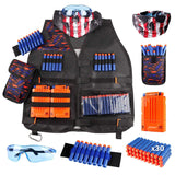 Kids Tactical Vest Kit for Nerf Guns N-Strike Elite Series with Refill Darts, Dart Pouch, Reload Clips, Tactical Mask, Wrist Band Protective Glasses