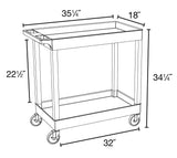 Luxor 32" x 18" Tub Storage Cart 2 Shelves - Black, (EC11-B)