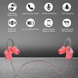LETSCOM Bluetooth Headphones IPX7 Waterproof, Wireless Sport Earphones, HiFi Bass Stereo Sweatproof Earbuds w/Mic, Noise Cancelling Headset PinkGrey