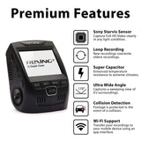 Rexing V1 Wi-Fi Car Dash Cam 2.4" LCD FHD 1080p 170° Wide Angle Dashboard Camera Recorder with G-Sensor, WDR, Loop Recording, Supercapacitor