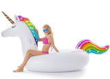 Jasonwell Giant Inflatable Unicorn Pool Float Floatie Ride On with Fast Valves Large Rideable Blow Up Summer Beach Swimming Pool Party