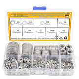 Sutemribor 304 Stainless Steel Flat Washers Set 580 Pieces, 9 Sizes - M2 M2.5 M3 M4 M5 M6 M8 M10 M12