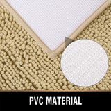 MAYSHINE 20x32 Inches Non-Slip Bathroom Rug Shag Shower Mat Machine-Washable Bath Mats with Water Absorbent Soft Microfibers of - Beige
