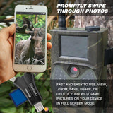 MOSPRO Trail Camera Viewer for iPhone iPad Mac & Android, SD & Micro SD Memory Card Reader to View Photos, Videos from any Wildlife Scouting Game Cam