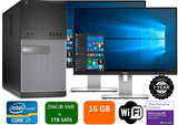 Dell Optiplex 9020 Mini Tower Desktop PC, Intel Core i7-4770, 16GB Ram, 2TB SATA Drive + 256GB SSD WiFi, DVD-RW, Dual 22" LCD, Windows 10 Pro