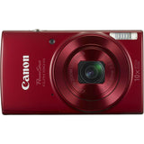 Canon PowerShot ELPH 190 IS Digital Camera (Red) with 10x Optical Zoom and Built-In Wi-Fi with 16GB SDHC + Replacement battery + Protective camera