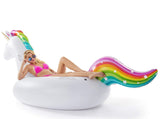 Jasonwell Giant Inflatable Unicorn Pool Float Floatie Ride On with Fast Valves Large Rideable Blow Up Summer Beach Swimming Pool Party