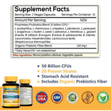 NewRhythm Probiotics 50 Billion CFU 20 Strains, 60 Veggie Capsules, Targeted Release Technology, Stomach Acid Resistant, No Need for Refrigeration