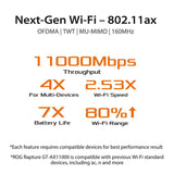 Asus ROG Rapture GT-AX11000 AX11000 Tri-Band 10 Gigabit WiFi Router, Aiprotection Lifetime Security