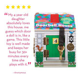 Melissa & Doug Take-Along Wooden Doorbell Dollhouse (Doorbell Sounds, Keys, 4 Poseable Wooden Dolls, 9" H x 6.8" W x 6.8" L)