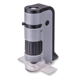 Carson MicroFlip 100x-250x LED and UV Lighted Pocket Microscope with Flip Down Slide Base and Smartphone Digiscoping Clip (MP-250 or MP-250MU)