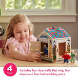 Melissa & Doug Take-Along Wooden Doorbell Dollhouse (Doorbell Sounds, Keys, 4 Poseable Wooden Dolls, 9" H x 6.8" W x 6.8" L)