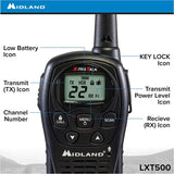 Midland - LXT500VP3, 22 Channel FRS Two-Way Radio with Channel Scan - Up to 24 Mile Range Walkie Talkie, Silent Operation (Pair Pack) (Black)