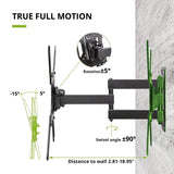 USX MOUNT Full Motion Swivel Articulating Tilt TV Wall Mount Bracket for 26-55" LED, OLED, 4K TVs-Fit