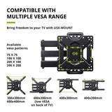 USX MOUNT Full Motion Swivel Articulating Tilt TV Wall Mount Bracket for 26-55" LED, OLED, 4K TVs-Fit
