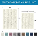 H.VERSAILTEX (Set of 2) Super Thick Soft Striped Shaggy Chenille Bath Mats Washable Bath Rugs Set for Bathroom, Cream (Pack 2-20" x 32"/17" x 24")