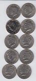 1990 ,1991, 1992, 1993, 1994 P & D Kennedy Half dollars 10 Coins Total- Circulated About Uncirculated
