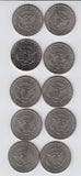 1990 ,1991, 1992, 1993, 1994 P & D Kennedy Half dollars 10 Coins Total- Circulated About Uncirculated