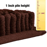 LuxUrux Bathroom Rugs Luxury Chenille 2-Piece Bath Mat Set, Soft Plush Anti-Slip Shower Rug +Toilet Mat.1'' Microfiber (Curved Runner Set, Brown)