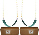 Jungle Gym Kingdom 2 Pack Swings Seats Heavy Duty 66" Chain Plastic Coated - Playground Swing Set Accessories Replacement with Snap Hooks (Green)