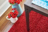 Unique Loom Solo Solid Shag Collection Modern Plush Cherry Red Area Rug (2' 2 x 3' 0)