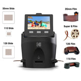 KODAK SCANZA Digital Film & Slide Scanner – Converts 35mm, 126, 110, Super 8 & 8mm Film Negatives & Slides to JPEG – Includes Large Tilt-Up 3.5” LCD