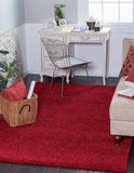 Unique Loom Solo Solid Shag Collection Modern Plush Cherry Red Area Rug (2' 2 x 3' 0)