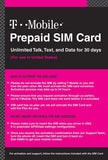 T-Mobile Prepaid SIM Card Unlimited Talk, Text, and Data in USA with 5GB Data in Canada and Mexico for 7 days