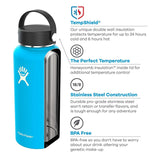 Hydro Flask 18 oz Water Bottle - Stainless Steel & Vacuum Insulated - Wide Mouth with Leak Proof Flex Cap