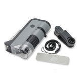 Carson MicroFlip 100x-250x LED and UV Lighted Pocket Microscope with Flip Down Slide Base and Smartphone Digiscoping Clip (MP-250 or MP-250MU)