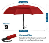 EEZ-Y Compact Travel Umbrella with Windproof Double Canopy Construction - Auto Open and Close Button