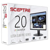 Sceptre E205W-16003R 20" 75Hz Ultra Thin Frameless LED Monitor 2x HDMI VGA Build-in Speakers, Metallic Black 2018