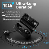 ENACFIRE Bluetooth 5.0 Wireless Headphones, Future Plus Wireless Earbuds 104 Cycle Playing Time IPX8 Waterproof Deep Bass Bluetooth Headphones