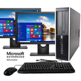 HP Elite Desktop Computer, Intel Core i5 3.1GHz, 8GB RAM, 1TB SATA HDD, Keyboard & Mouse, Wi-Fi, Dual 19in LCD Monitors (Brands Vary), DVD-ROM