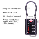TSA Approved Cable Luggage Locks, Re-settable Combination with Alloy Body