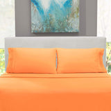 Nestl Bedding Soft Sheets Set – 4 Piece Bed Sheet Set, 3-Line Design Pillowcases – Wrinkle Free – 10”16” Good Fit Deep Pockets Full XL, Light Orange