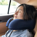 MLVOC Travel Pillow 100% Pure Memory Foam Neck Pillow, Comfortable & Breathable Cover - Machine Washable, Airplane Travel Kit with 3D Sleep Mask Blue