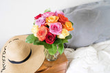 Flowers - One Dozen Rainbow Roses (Free Vase Included)