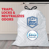 Glad Tall Kitchen Drawstring Trash Bags - OdorShield 13 Gallon White Trash Bag, Gain Original with Febreze Freshness - 100 Count