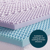 LUCID 2 Inch 5 Zone Gel Memory Foam Mattress Topper - Twin