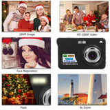 HD Mini Digital Cameras,Point and Shoot Digital Cameras for Kids Teenagers Beginners-Travel,Camping,Outdoors,School (Black 2)