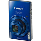 Canon PowerShot ELPH 190 IS Digital Camera (Blue) with 10x Optical Zoom and Built-In Wi-Fi with 32GB SDHC + Flexible tripod+AC/DC Turbo Travel Charge