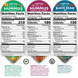 Veggicopia Creamy Dip Variety Pack - Original Hummus, Roasted Red Pepper Hummus, Black Bean Dip - All natural, gluten free, dairy-free, vegan