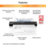 Epson Workforce ES-55R Portable Sheet-fed Document Scanner Accounting Edition for PC and Mac