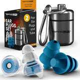 Noise Cancelling Ear Plugs for Sleeping [2 Pairs] Reusable Safe Silicone Earplugs Musicians Hearing Protection with High Fidelity Sound Reduction
